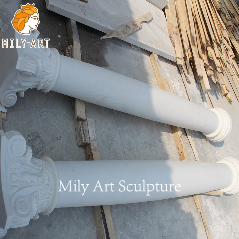 Outdoor Large Hand Carved Natural Marble Pillar for Sale