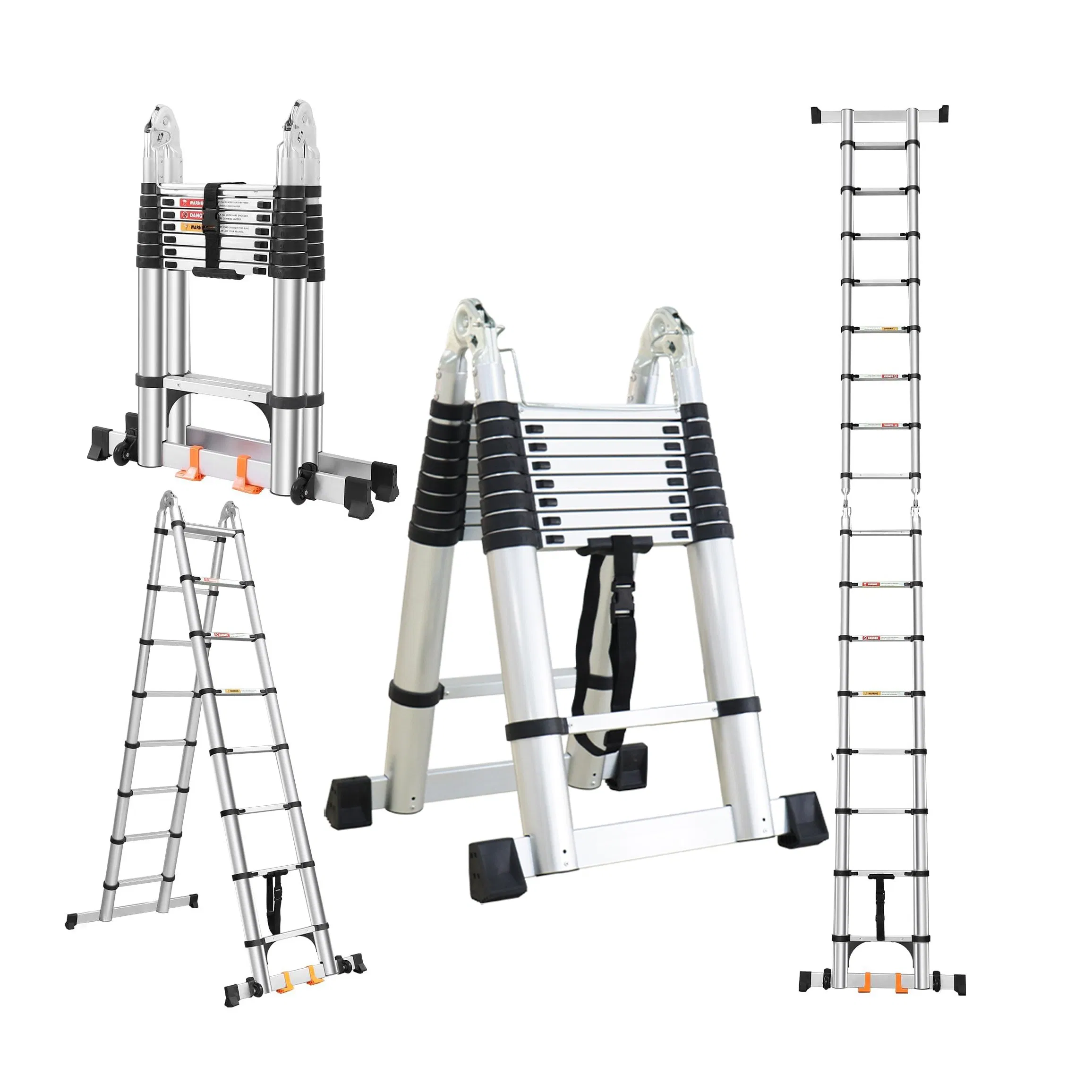 Telescoping a Frame Folding Ladder Aluminum Alloy Lightweight Extension Ladder Stand Collapsible 8 Step Telescopic Step Ladder