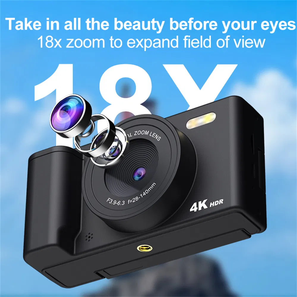 H01 Digital Camera - 2.8" Flip Screen, 18X Zoom & CCD (Black)