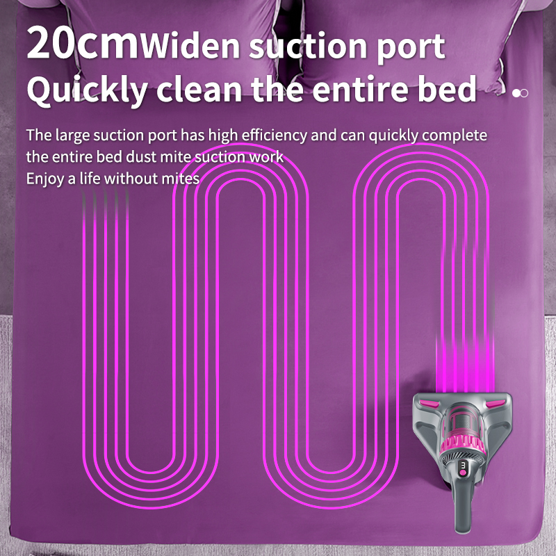Bed Vacuum Cleaner 1okpa Strong Suction and Low Noise UV Light Washable HEPA Filter