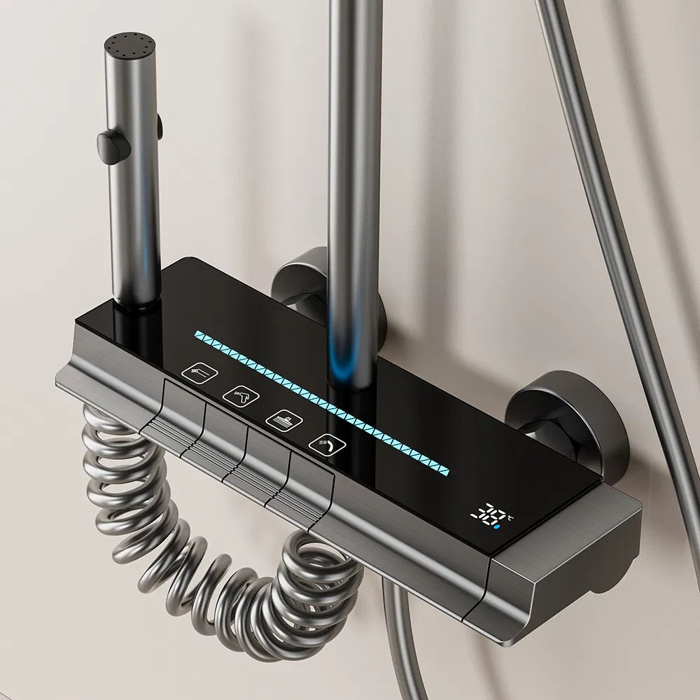 Luxury Bathroom Space Aluminum 4-Function Wall Mounted Handheld & Rainfall Shower Set