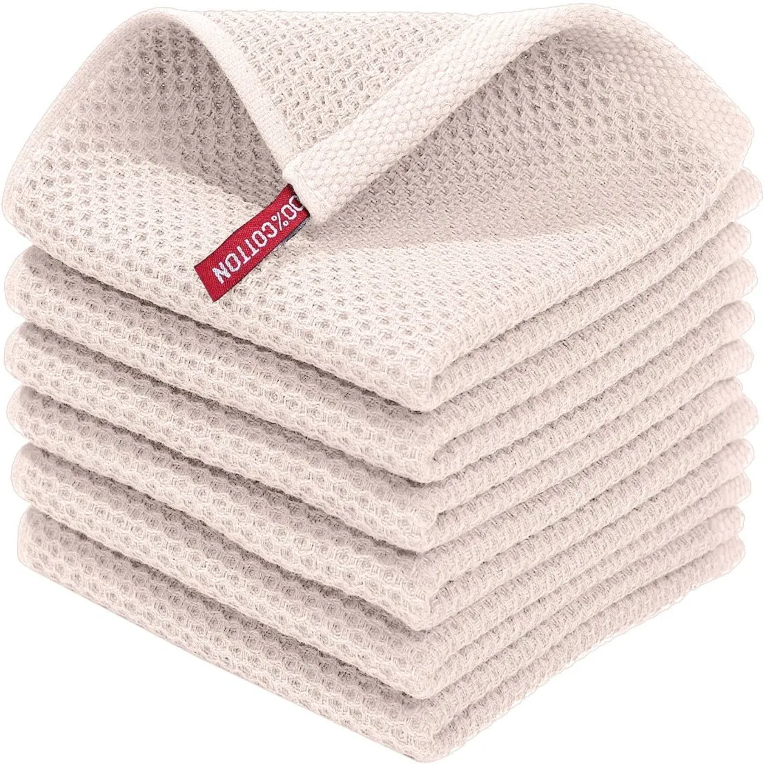 Cotton Honeycomb Kitchen Square Towel Easy Cleaning Hook Waffle Squares Towel