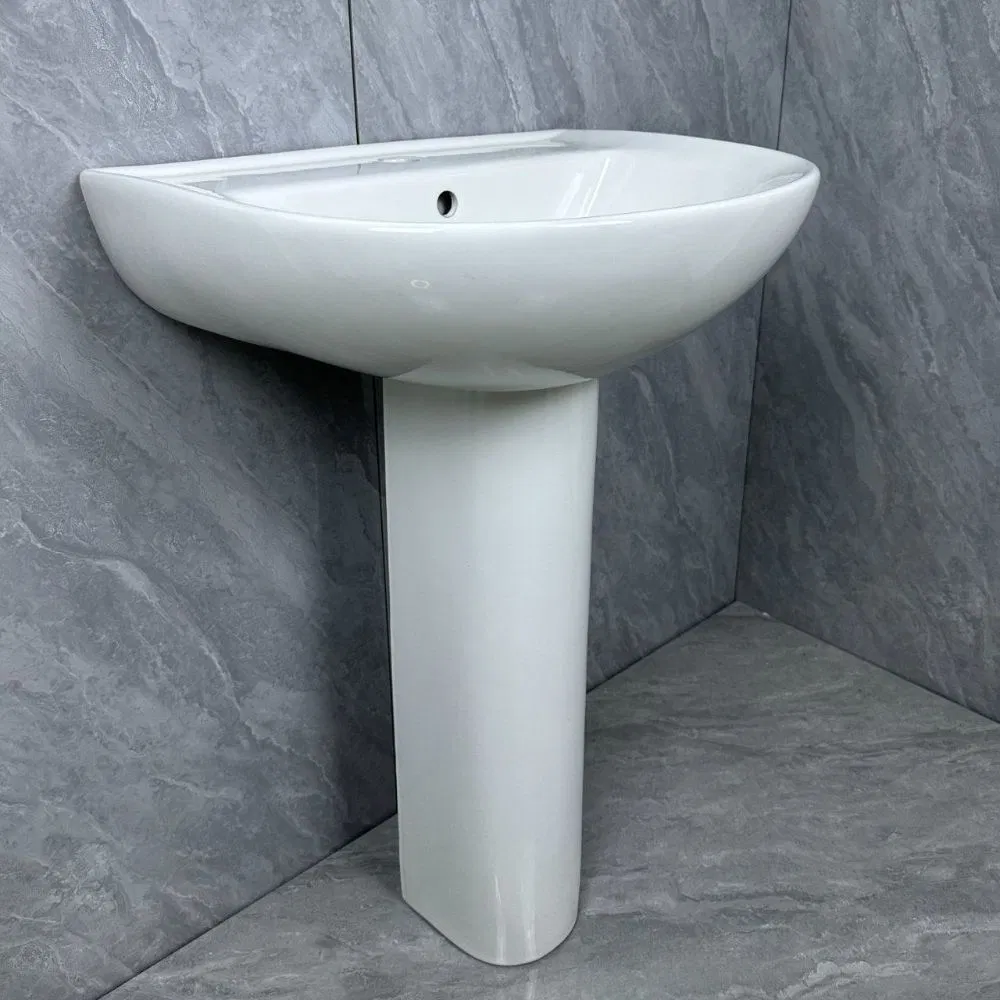 Chaozhou Luxury Bathroom Vanity Ceramic Pedestal Basin Sink Two-Piece Hand Wash Basin