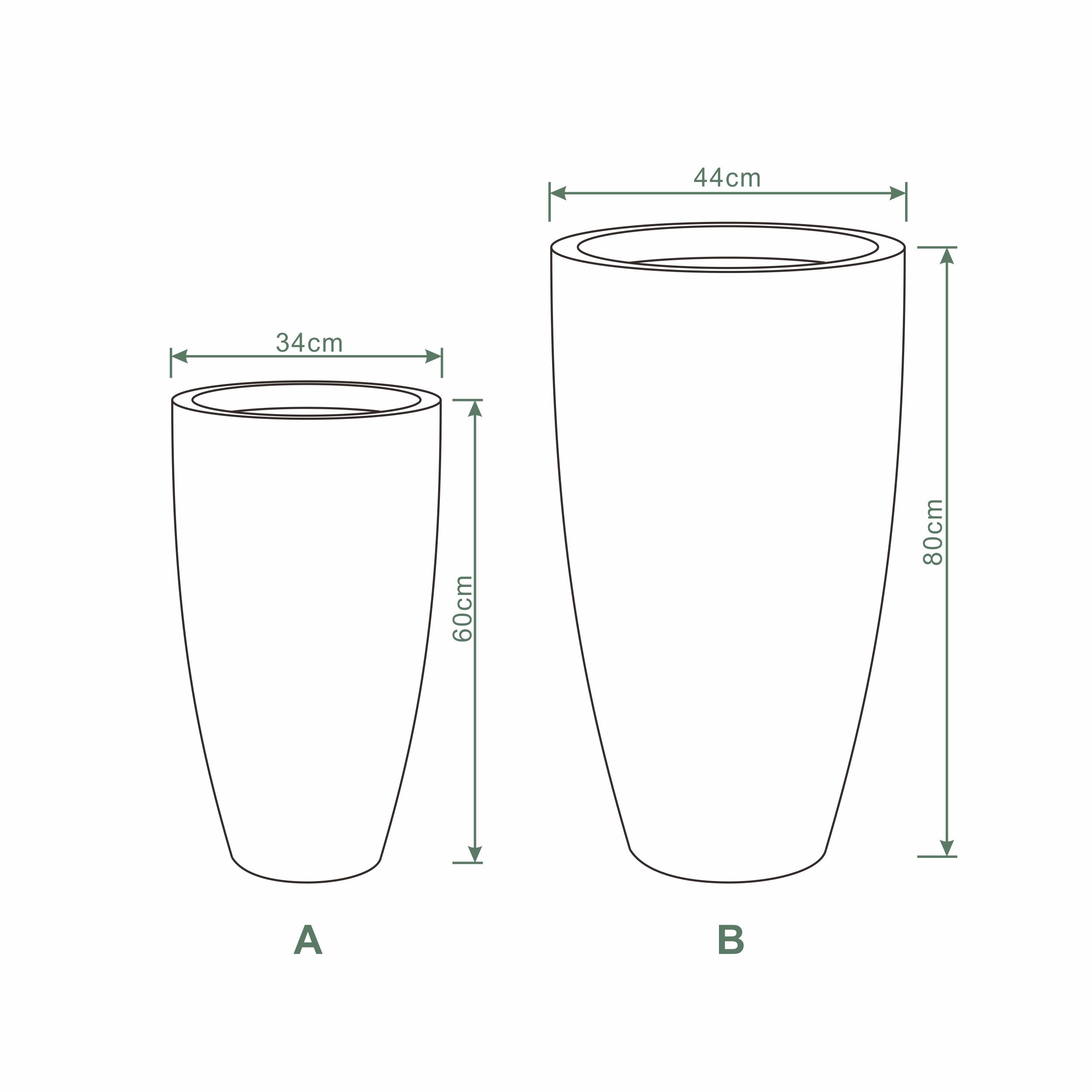 Горшки для растений Ronglin GRC большие высокие черные