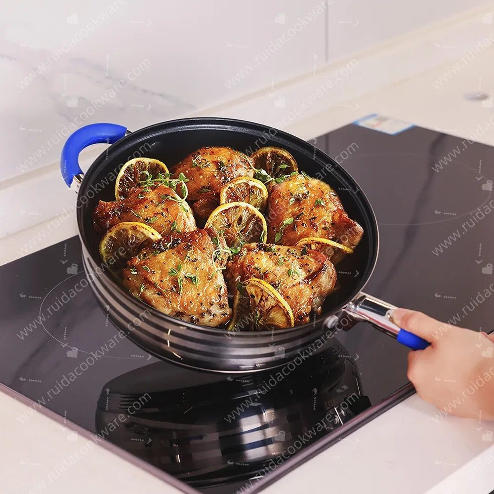 Factory Recommendation 12PCS Stainless Steel Blue Silicone Handle Cookware Set