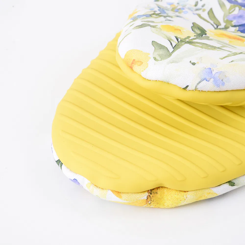Factory Customized Yellow Flower Custom Kitchen Insulation Printing Silicone Mitt