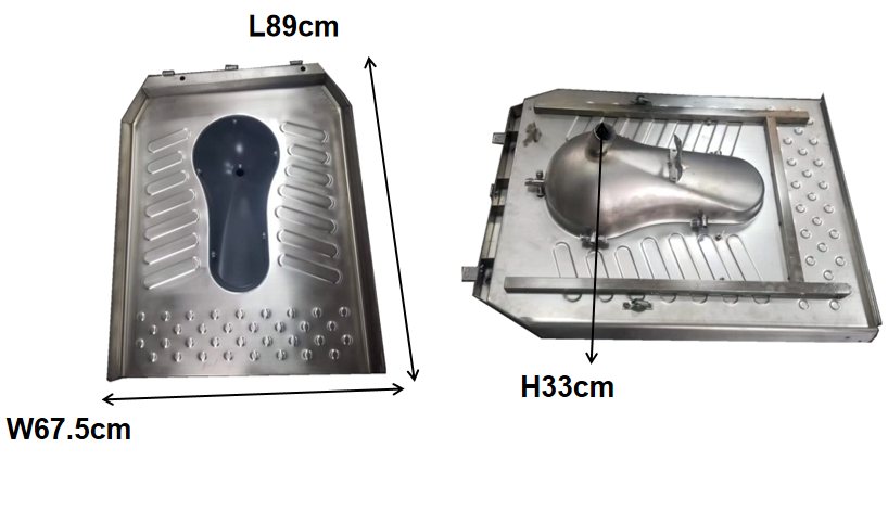 Sanitary Ware Stainless Steel Squatting Pan Trap Deep Drawing Deep Drawn