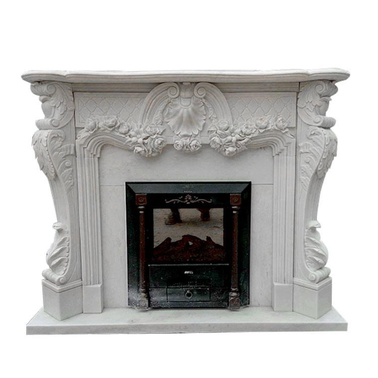 Fireplace Surround with Sculptures of Reading Babies and Angels