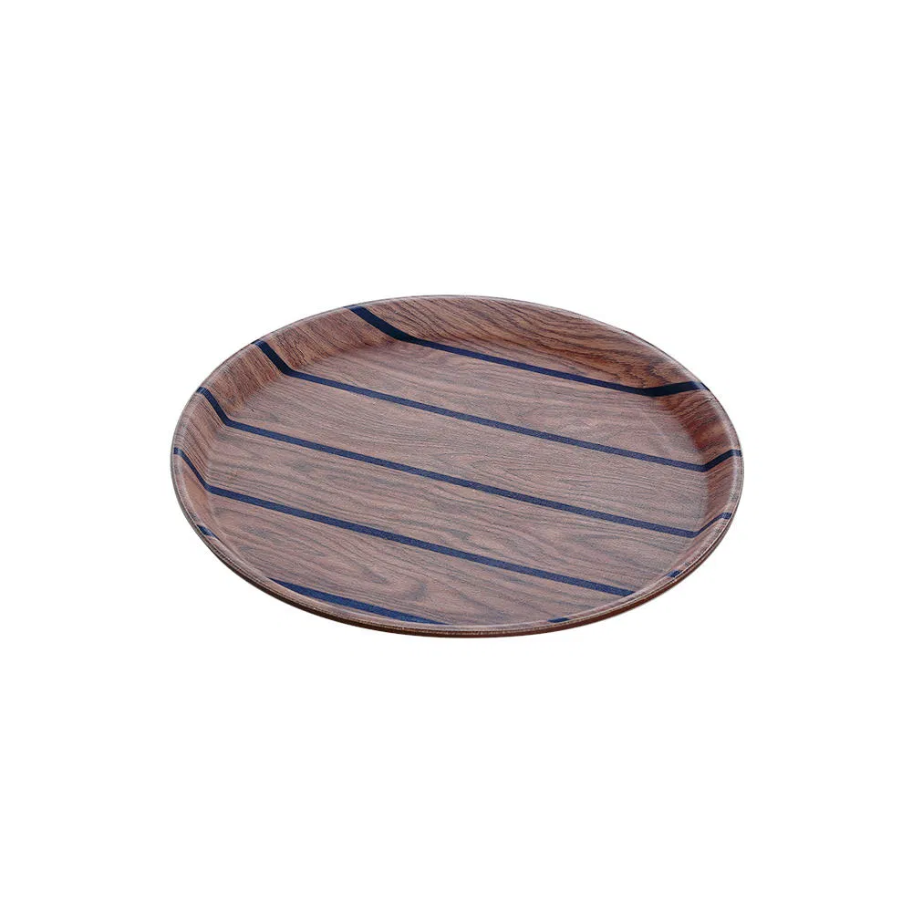 Elegant Plastic Serving Trays - Rectangular & Round Striped for Hotels