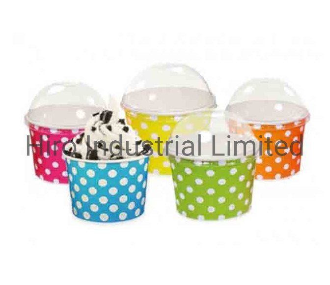 Custom Printing Frozen Yogurt Different Size Disposable Single/Double PE Coating Kraft Paper Ice Cream Cup