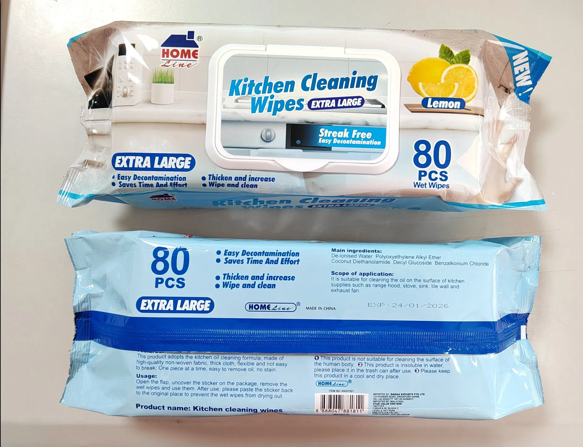 OEM Kitchen Wet Wipes 80PCS Per Bag Cleansing Wipes Free Samples Oil Removal Wet Wipes