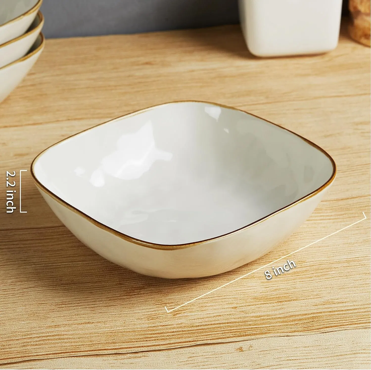 Large Square Ceramic Pasta Serving Bowl Dinner Bowls for Dinner Kitchen