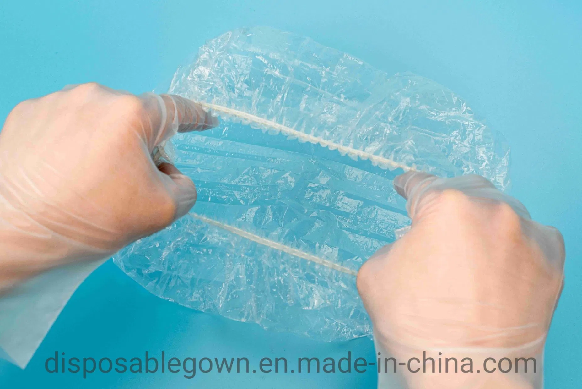 Disposable Use PE Shower Cap for Bathroom Waterproof Transparent Plastic Shower Cap