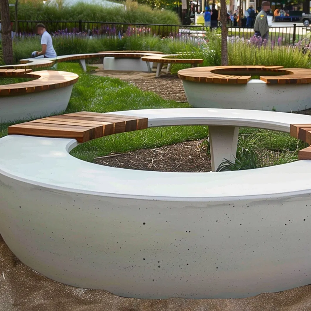 Outdoor Fiberglass Belt Flowerpot Circular Seat