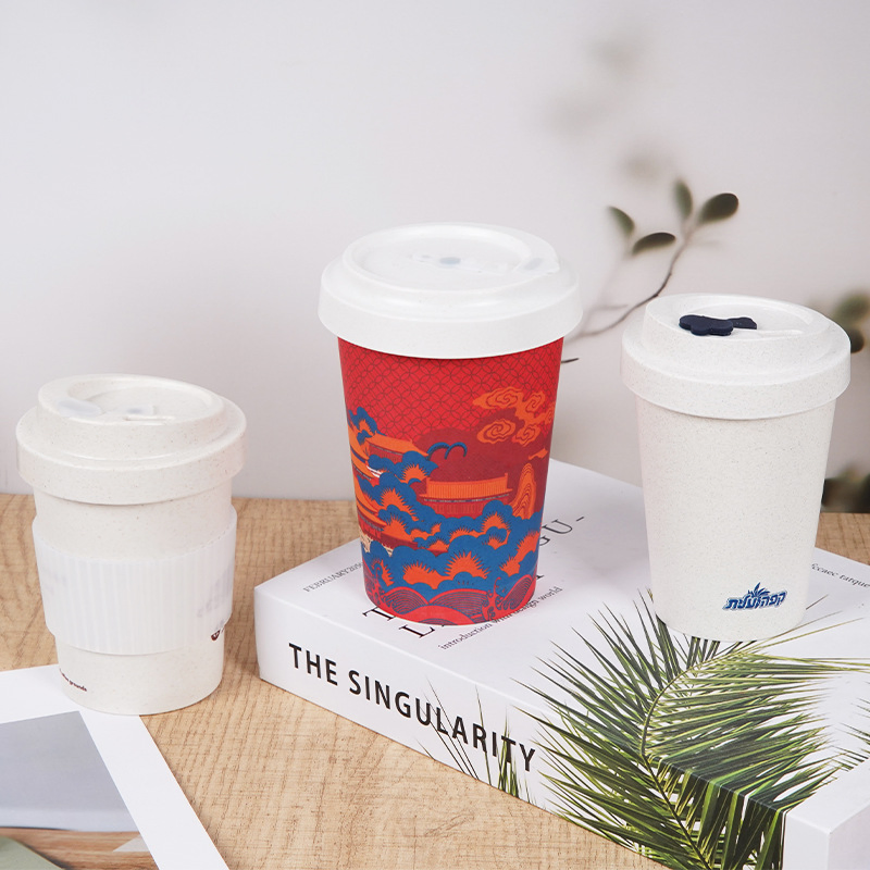 Wholesale Eco-Friendly Bamboo Fiber Reusable Cup Travel Tumbler with Lid