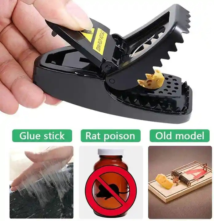 Black Plastic Spring Snap Rat Trap Indoor Mouse Killer Trap