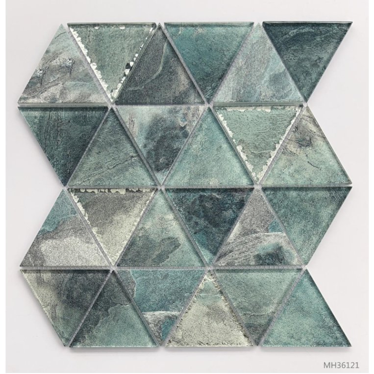 Green and Blue Triangle Crystal Glass Mosaic for Kitchen Bathroom Swimming Pool