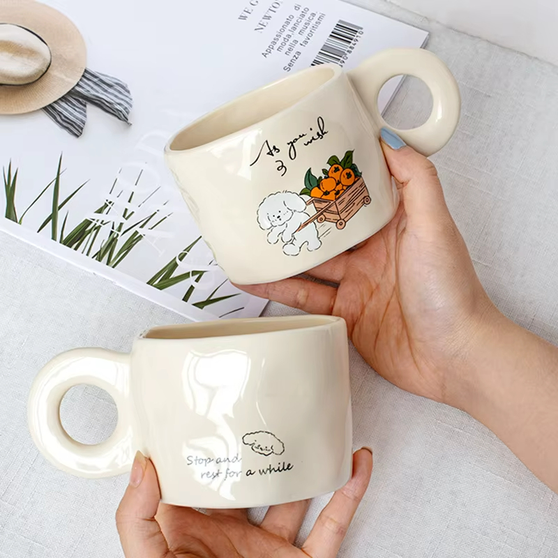 Керамическая кружка с собакой для кофе и молока, 280 мл