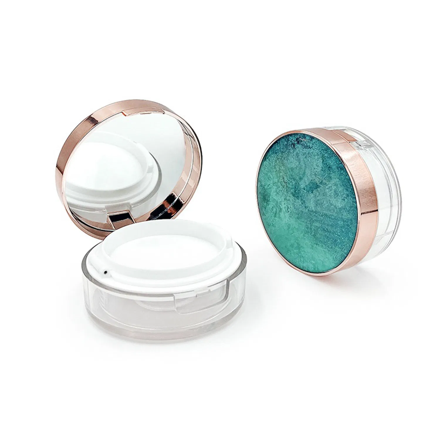 Gold Edge Luxurious Portable Air Cushion Puff Bb Cream Container Dressing Box Empty Compact Powder Cases with Air Cushion Sponge Powder Puff