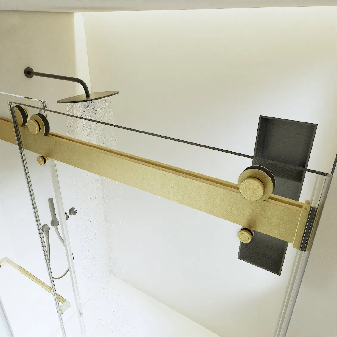 High End Luxury Gold Stainless Steel Fittings Shower Enclosure Sliding Glass Doors