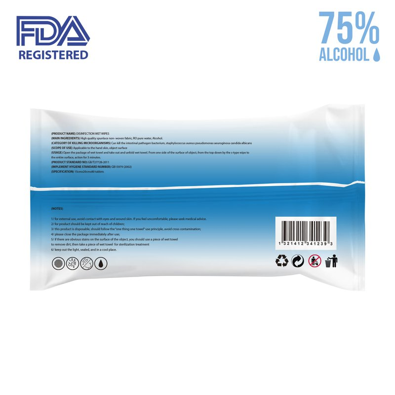 Disinfection 75% Alcohol Wet Wipes Alcohol Disinfectant Wipes - Individually Packaged