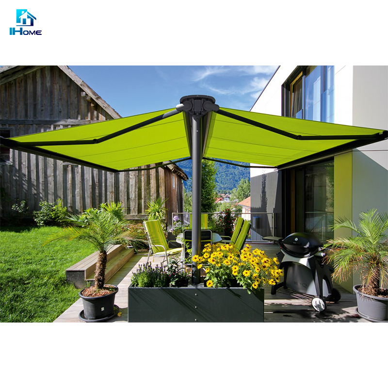 Motorized Full Cassette Retractable Awning Outdoor Sun Shade Acrylic Fabric LED