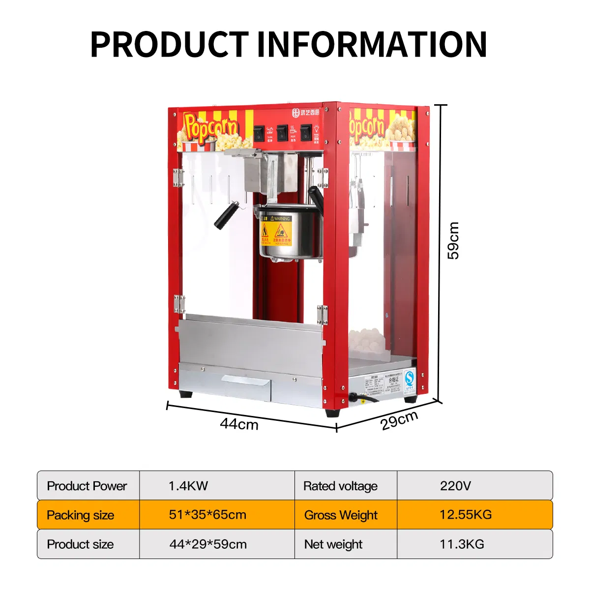 Manufacturer Supply Small Semi-Automatic Popcorn Machine for Retail Stores
