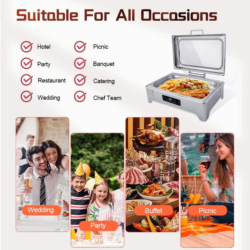 Daosheng Hot Selling Retangular Buffet Catering Food Warming Commercial Hydraulic Stainless Steel Electric Chafing Dish