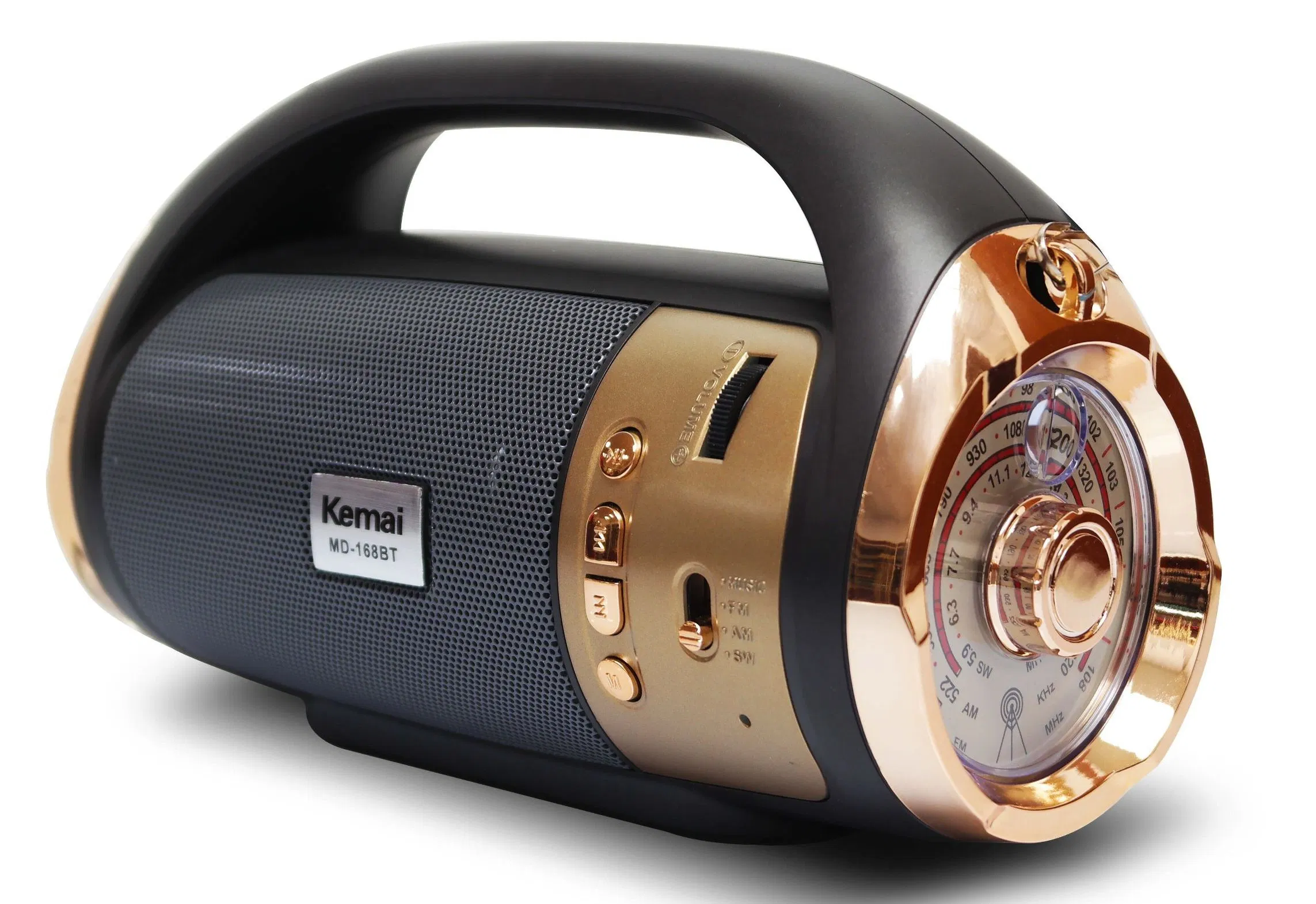 Kemai MD-168BT Portable 3-Band Am FM Sw Radio, High Volume, , TF Card and MP3 Player, Rechargeable Speakers Classicism Furniture Decoration Bluetooth Torchlight