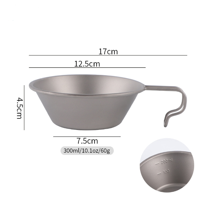 Outdoor Pure Titanium Sierra Cup Camping Cookware with Scale Hanging Function