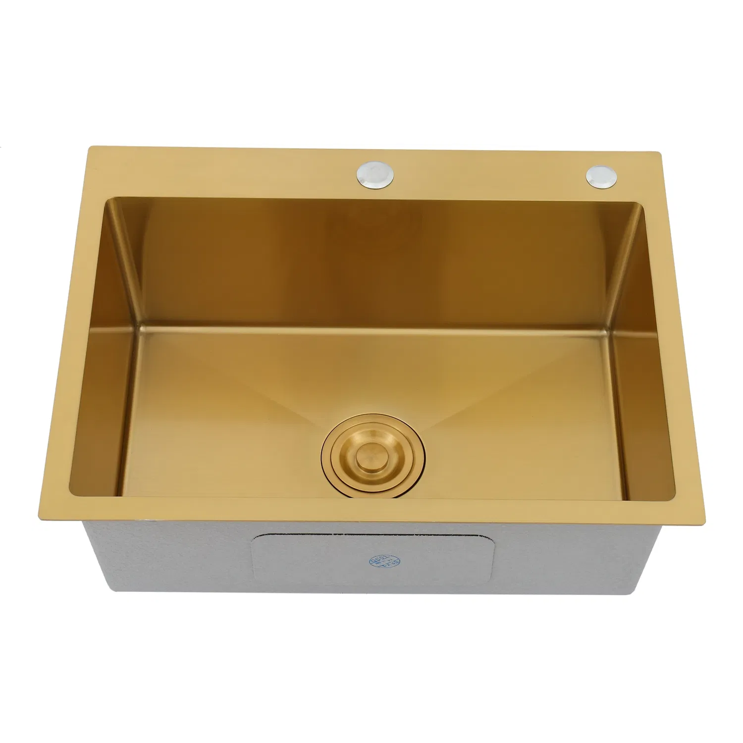 Free Anti-Dumping Popular High Quality SS304 Topmount Single Bowl with Faucet Hole Handmade Kitchen Sink, Color Sink, Gold Nano Sink