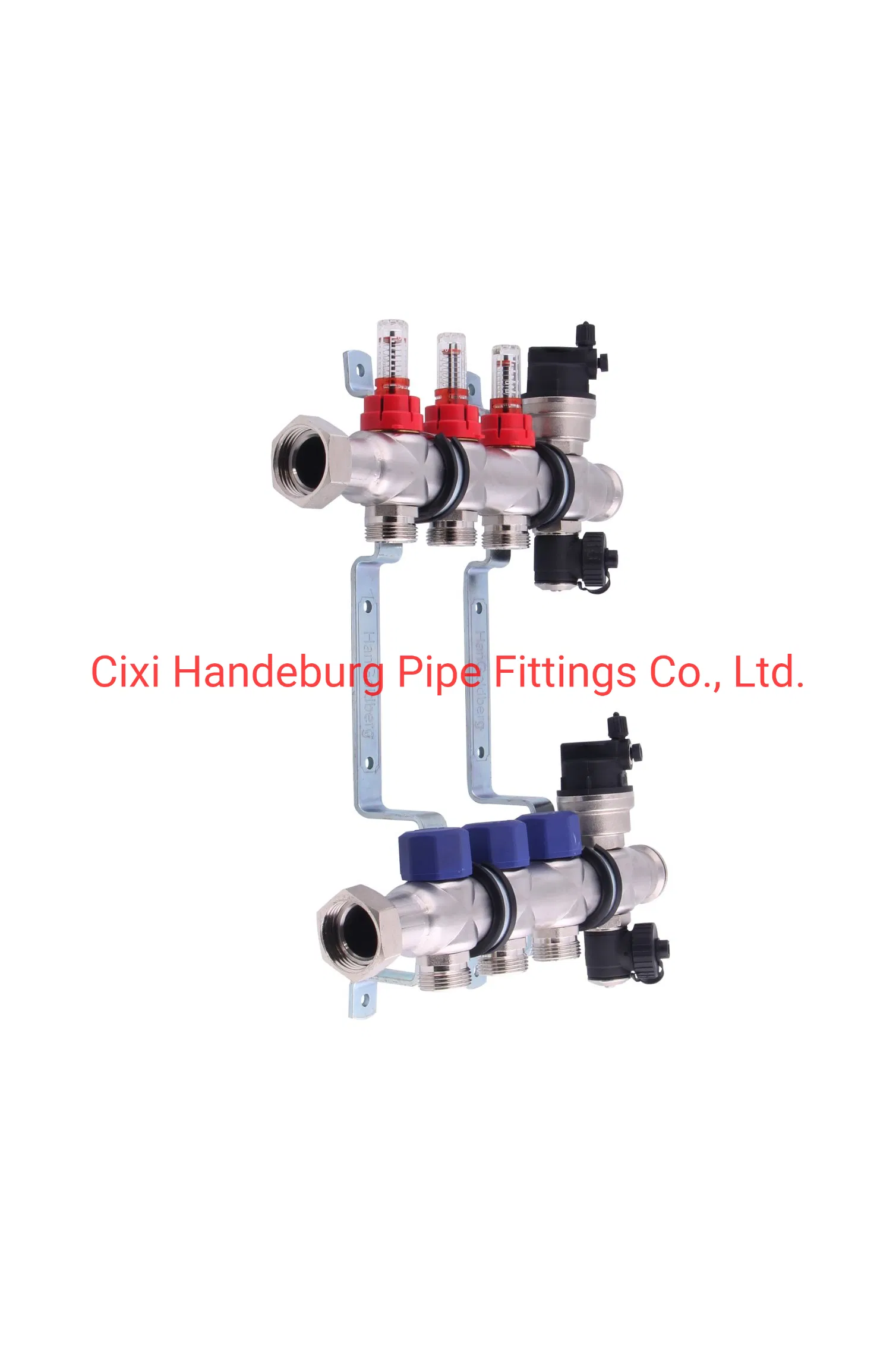 Stainless Steel 304 Manifolds with 16 Type Flow Meters. Brass Auto Air Vent, Drain Valve and Outputs of The Eurocone Standard