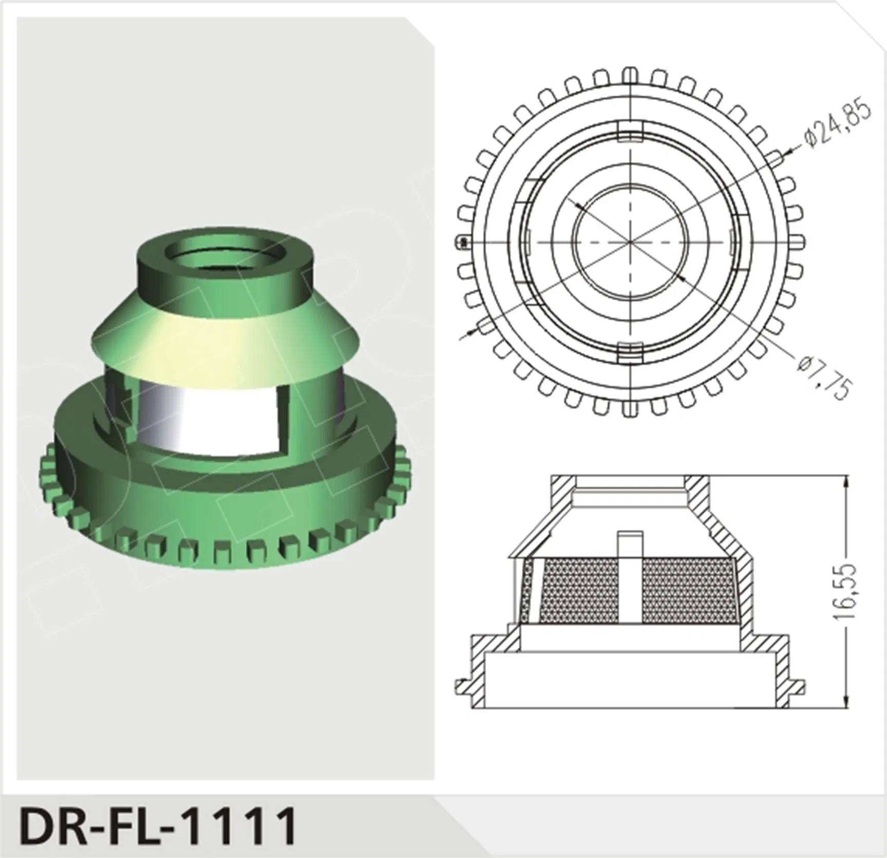ASNU 036 GB 2-128 Fuel Injector Insulation Caps, 12.8mm x 8mm x 3mm, Plastic Finned Pintle