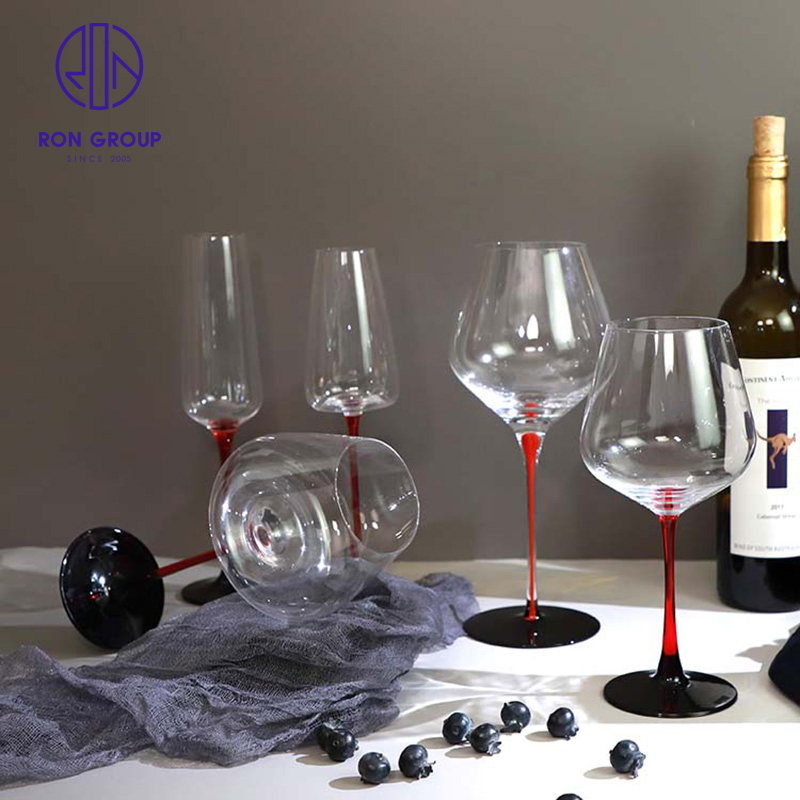 Modern Simple Tang Du Crystal Cup Red Rod Black Bottom Red Wine Glass