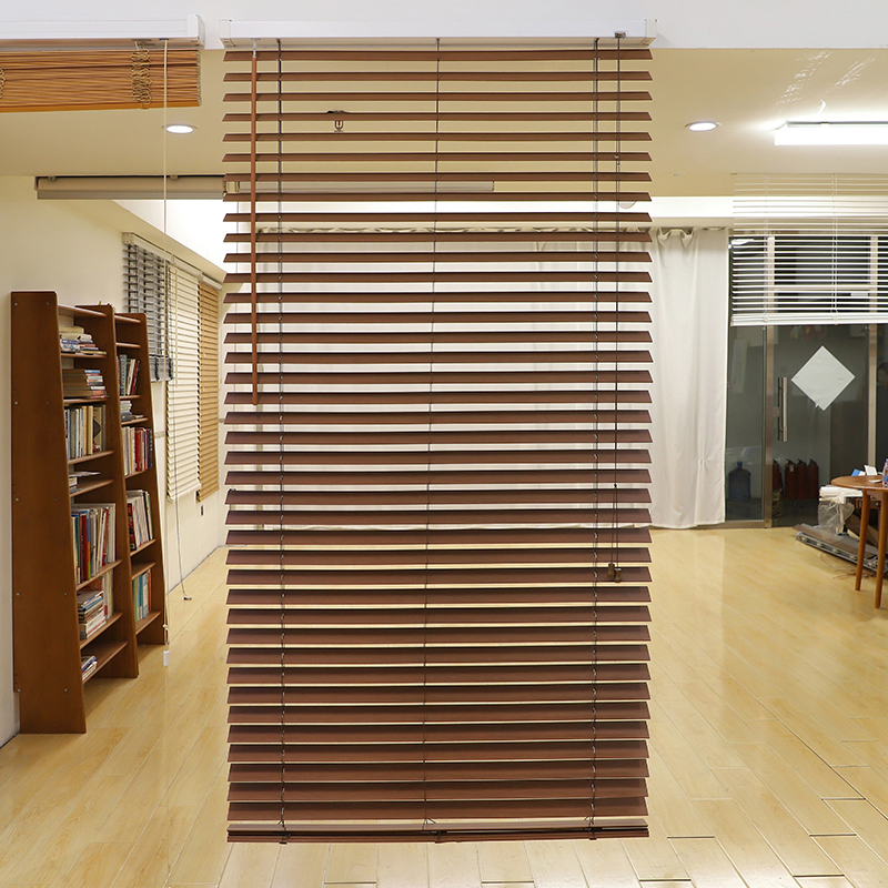 Dark Brown Color Wooden PVC Venetian Blinds Classic Style Custom Color and Size