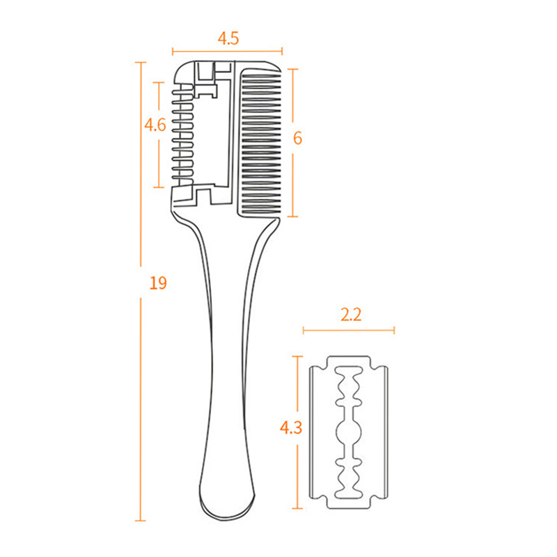 Hairdressing Haircut Brush Handle Razor Blade Hair Thinning Trimmer Comb