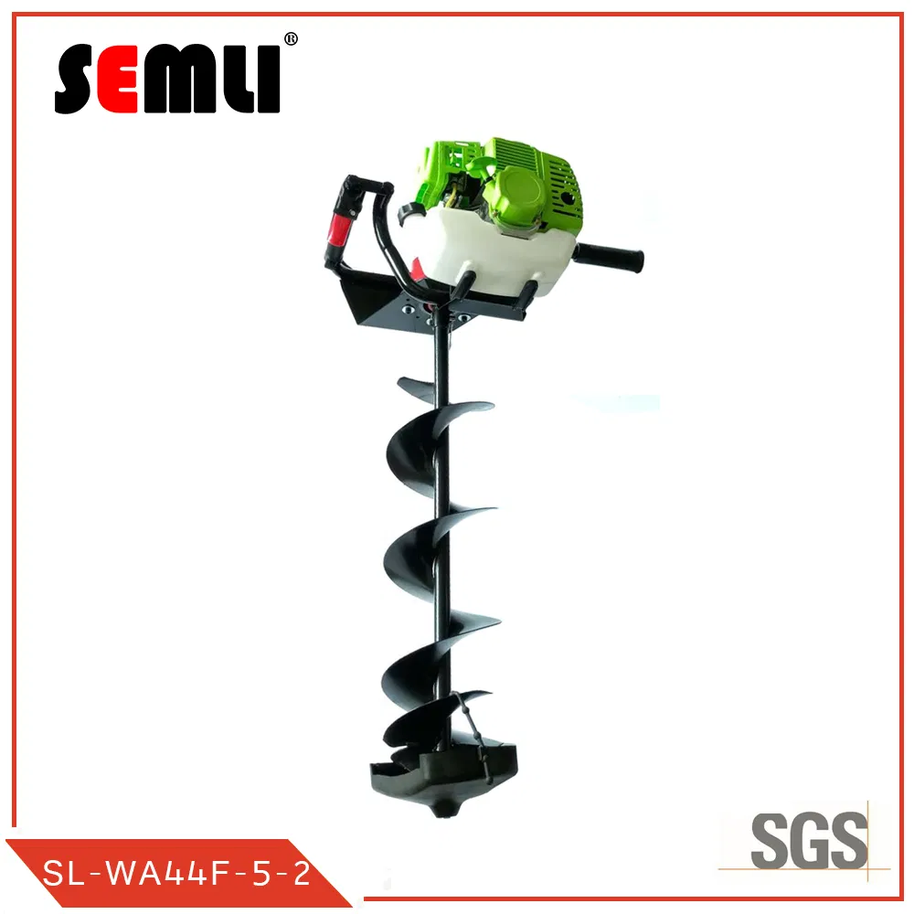 1 or 2 Men Operate Ground Drill, Earth Auger Machine