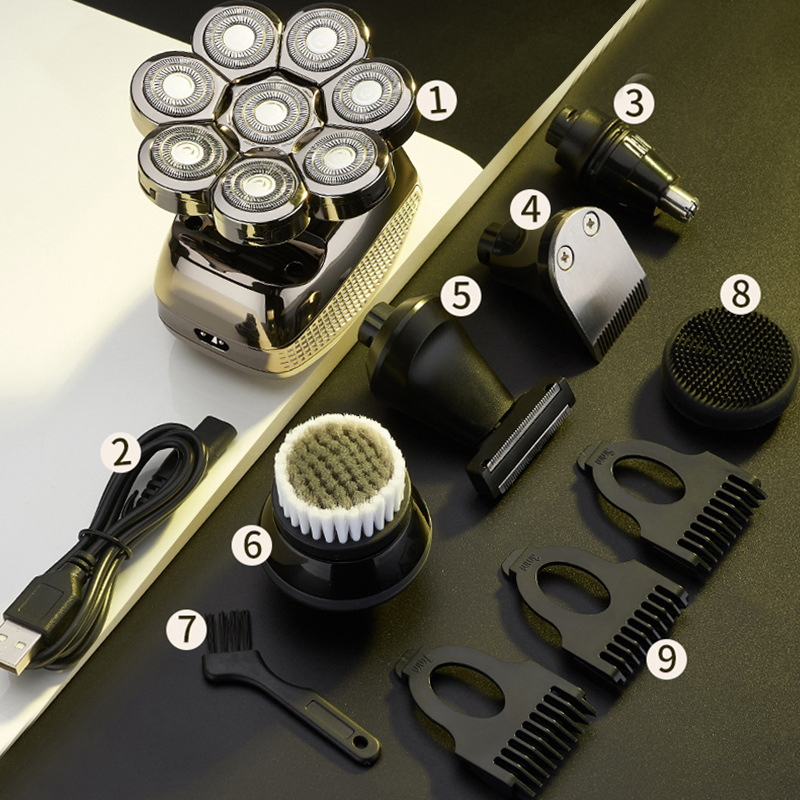 Germany York Seiko Eight Blade Head Bald Head Artifact Shaving Head Hair Clipper Shaver Electric Shaver Factory Direct Sales