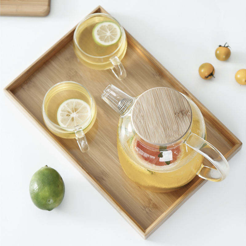 Hot Selling 1000ml 1800ml Glass Teapot with Bamboo Lid