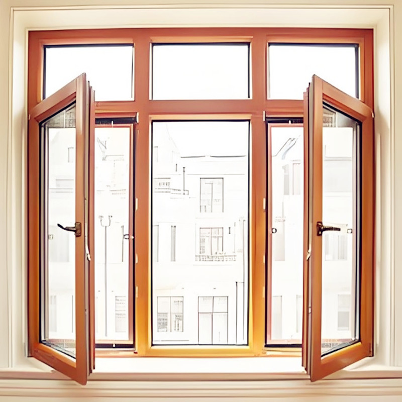 Double Panes Opening Inward Aluminum Solid Wood Window and Door