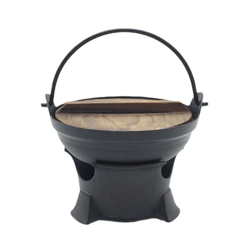 Threaded Hanging Pot Aluminum Die-Cast One-Piece Pot with Wooden Lid Zihe Kitchen