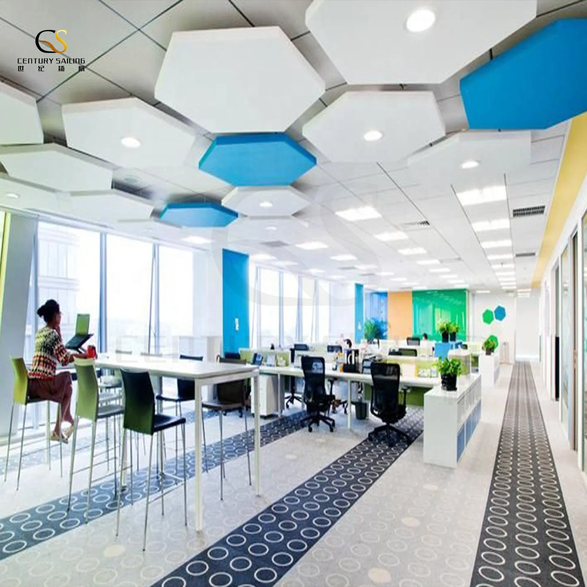 High Strength Light Weight Fiberglass Acoustic Clouds Sound Absorption Ceiling Panels