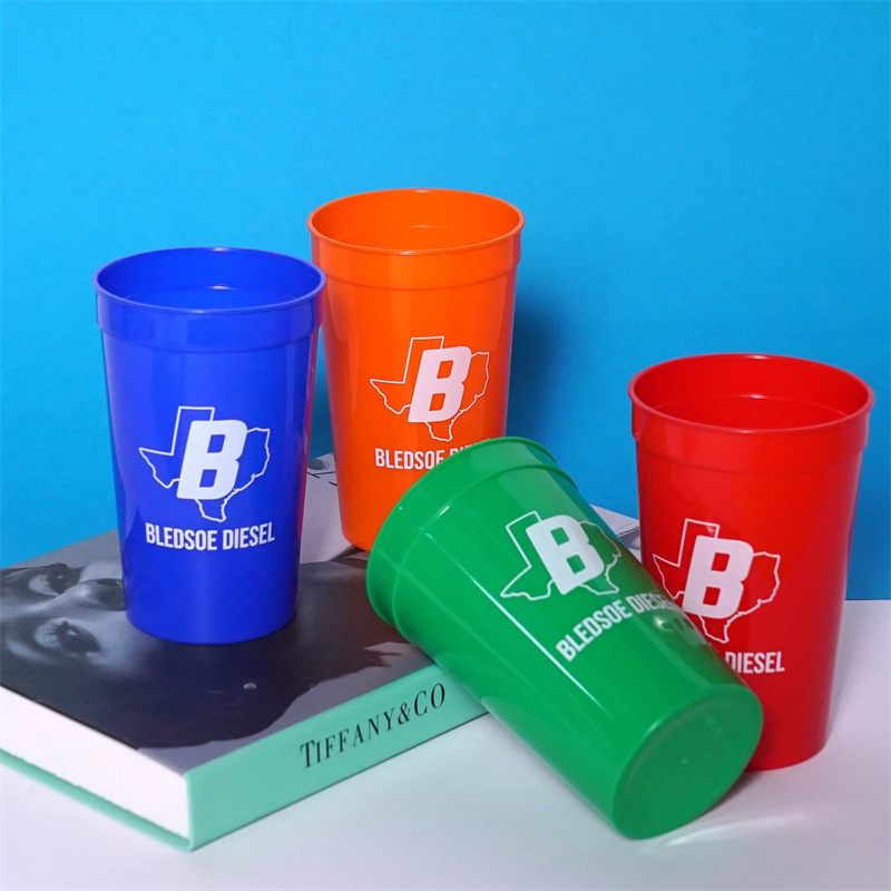 16 Oz Reusable Plastic PP Stadium Cups Customizable Bulk Stackable Drink Tumblers for Party Weddings Halloween