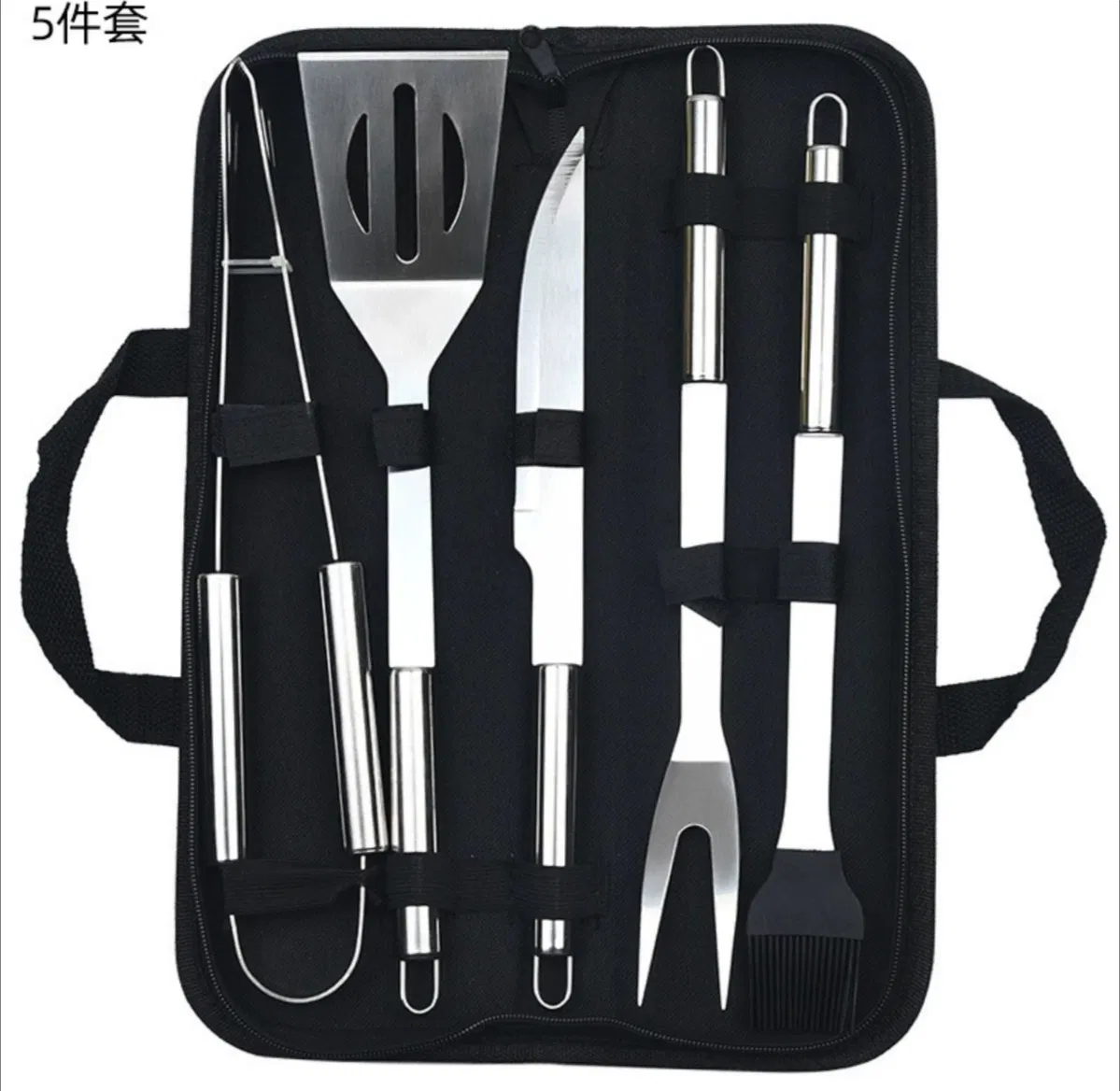 4 PCS Stainless Steel Barbeque Set Outdoor Charcoal BBQ Grill with Thermometer BBQ Accessories Sets BBQ Set