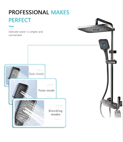 Bathroom Shower Set 4-Piece Piano Keys Bathroom Mixer Faucet with Shower Set