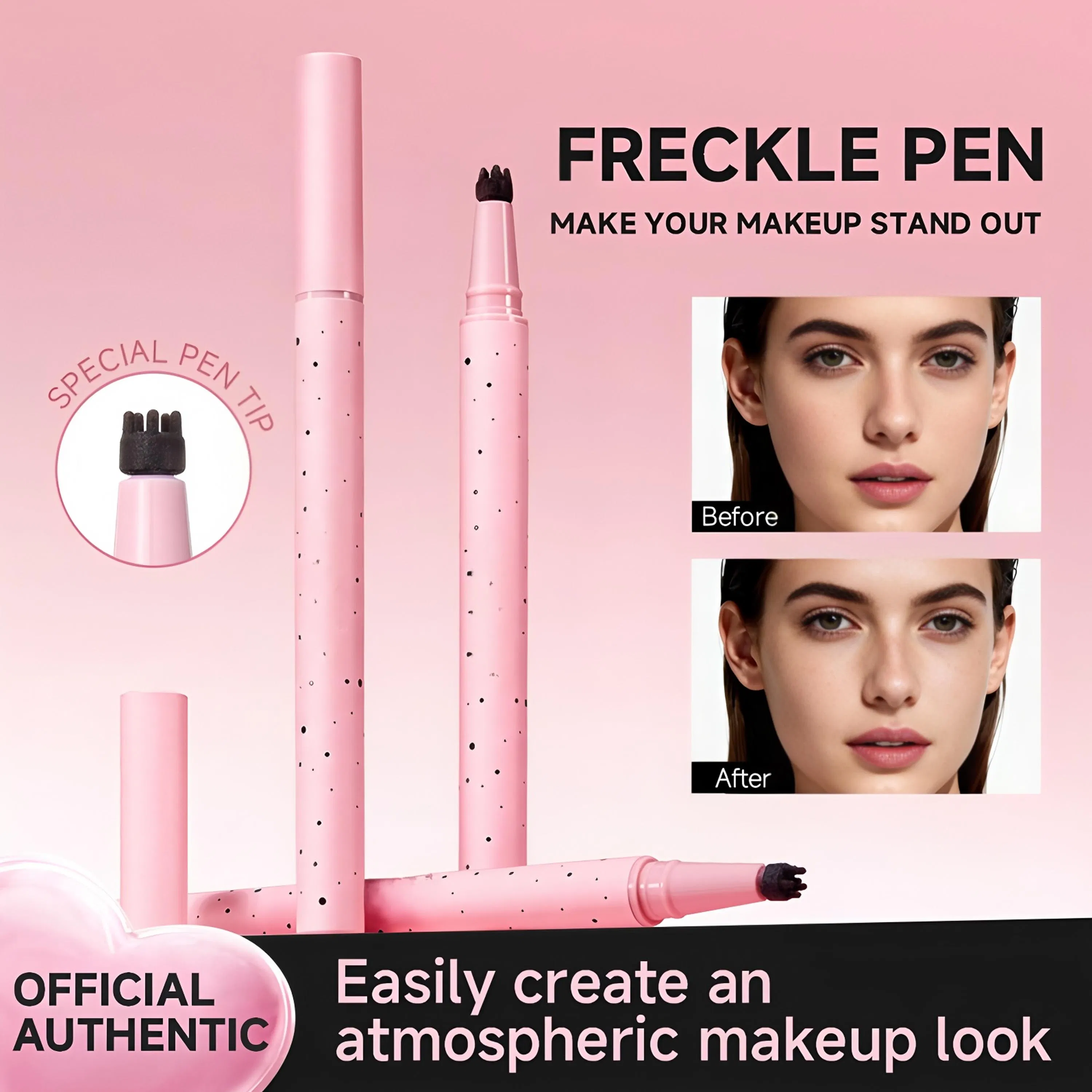 Freckle Pen, Freckle Stamp, Easily Create Real and Natural Freckles in Seconds, Long-Lasting, Waterproof, All-Day Wear Freckles