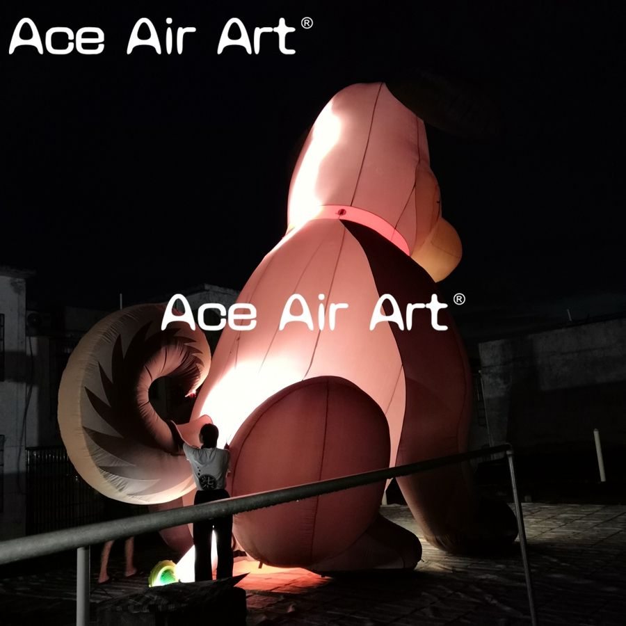 Outdoor Cute Giant Inflatable Dog with LED Light Inflatable Cartoon Model for Pet Shop Advertising Promotion Decoration