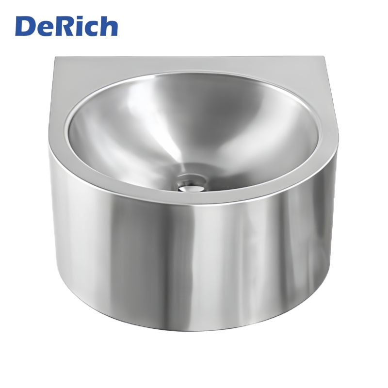 Derich New Arrival Wall Mounted European Style Stainless Steel Wash Hand Basin Sink for Hotels