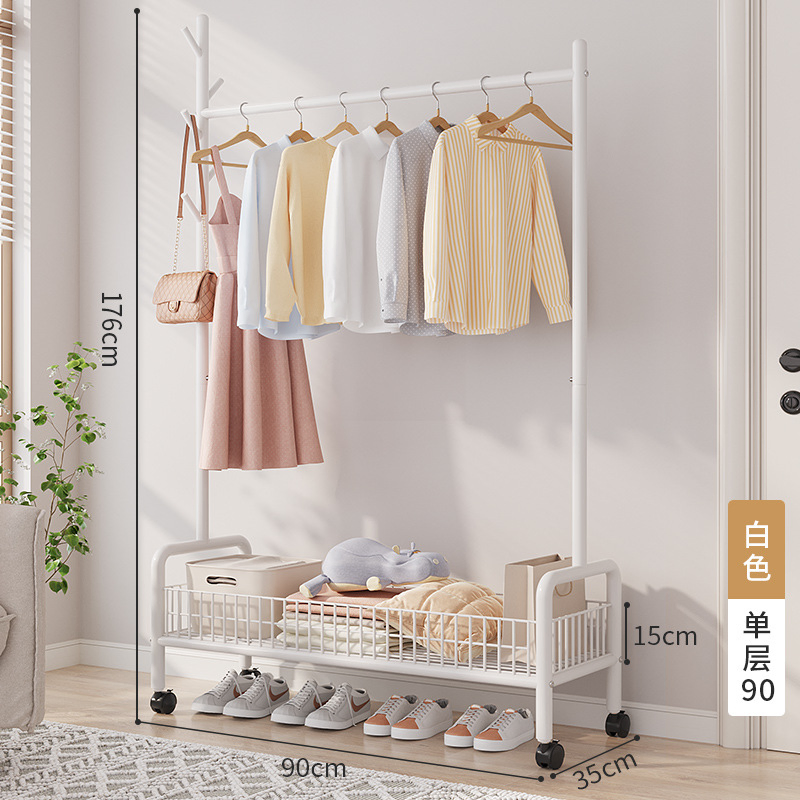 Wholesale Coat Metal Frame Clothes Display Rack Hanger Stand Clothing Garment Rack with Hooks Wheels