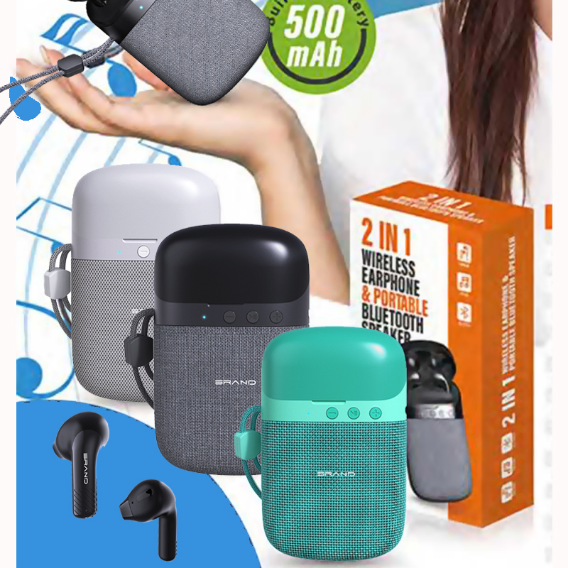 New Trending Factory Direct 2 in 1 Function Earbuds for Phone for Mobile Devices HiFi Stereo Sound Wireless Speaker Combo